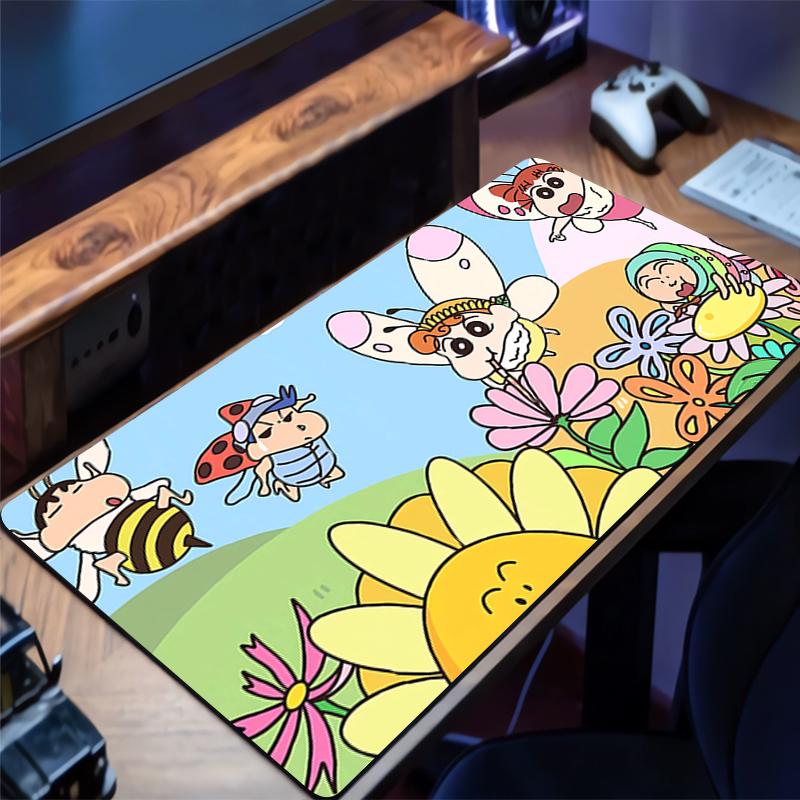 Mouse Pad Ccrayon Shinchan Desk Mat Anime Play Mat Gaming Mousepad Black Speed Computer and Office Gamer Cabinet Keyboard Pad