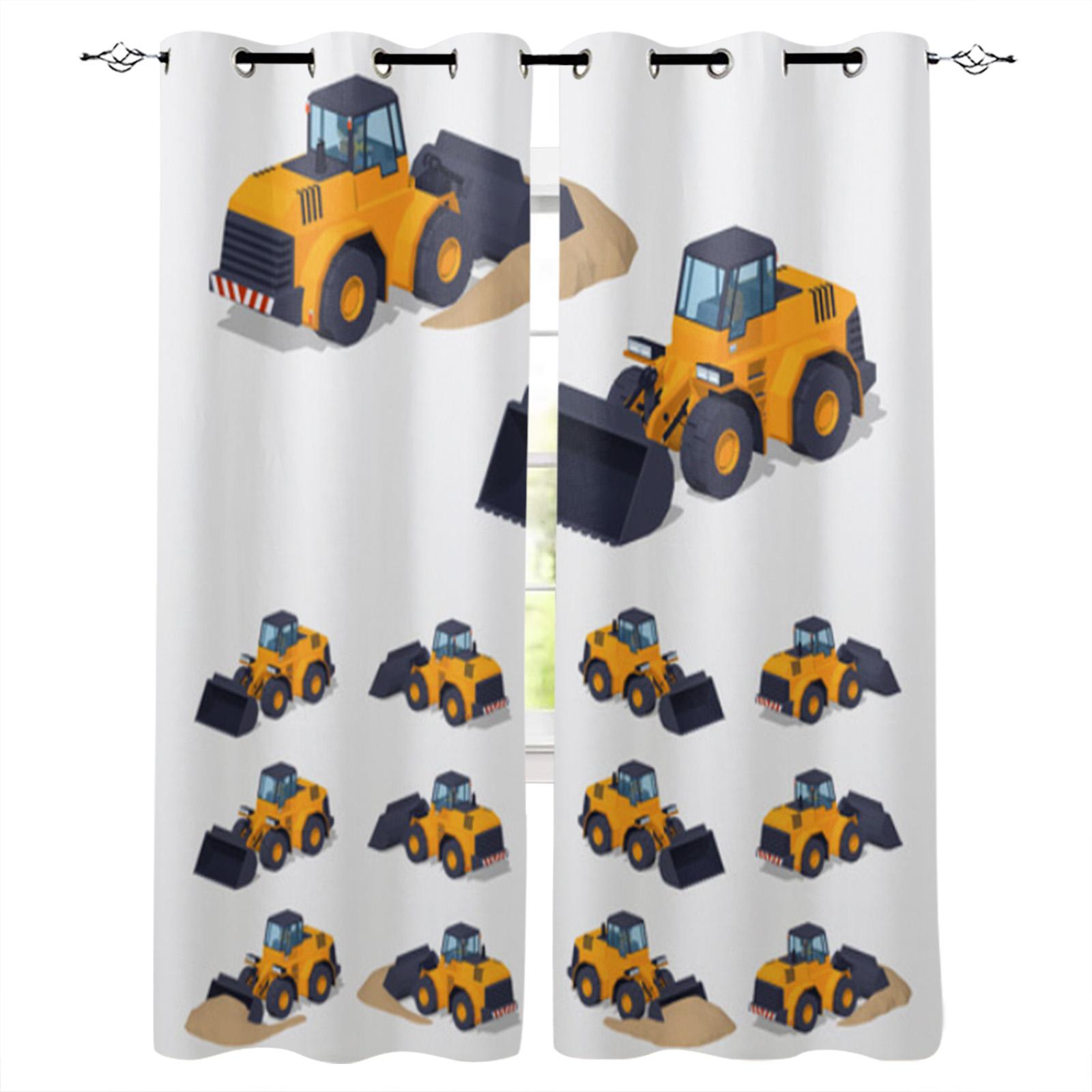 Желтый экскаватор Механическая машина Роскошные шторы для дома Товары для дома Гостиная — фото 7