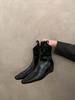 French retro pointed V-mouth inner heightening western boots women's 2025 autumn new high-end pleated Chelsea boots