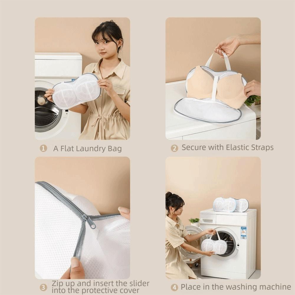 Zippered Closure Bra Laundry Bag Polyester Underwear Washing Bag Bra Mesh Bag  Underwear Cleaning