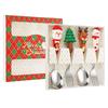 Festive Christmas Cutlery Set: Stainless Steel Cartoon Santa Spoons & Forks In Gift Box