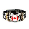 Factory National Country Flag Design Bracelet Crystal Bead Snap Button Sports National Team Jewelry Gift Leather Wrap Bracelet