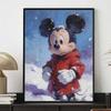 Disney-Themed DIY Diamond Art Kit – Mickey Mouse Winter Snow Scene Portrait Suitable for DIY Home Decor and Gifts