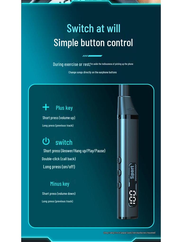 2025 Neckband Bluetooth Earbuds: Long Battery, Noise-Cancelling, Waterproof, Bass-Boosted for Running & E-sports