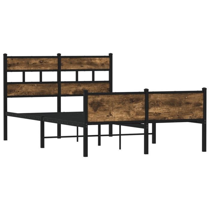 VidaXL Cadre de lit sans matelas chêne fumé 120x200 cm bois ingénierie, lit double, meuble de chambre à coucher, lit 4017234
