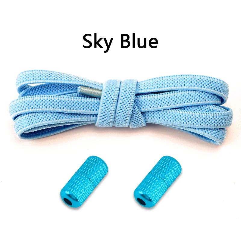 1 Pair Elastic Shoelaces Without Ties Flat Shoe Laces Round Metal Capsules Lock Rubber Band Lazy Shoes Lace For Sneakers