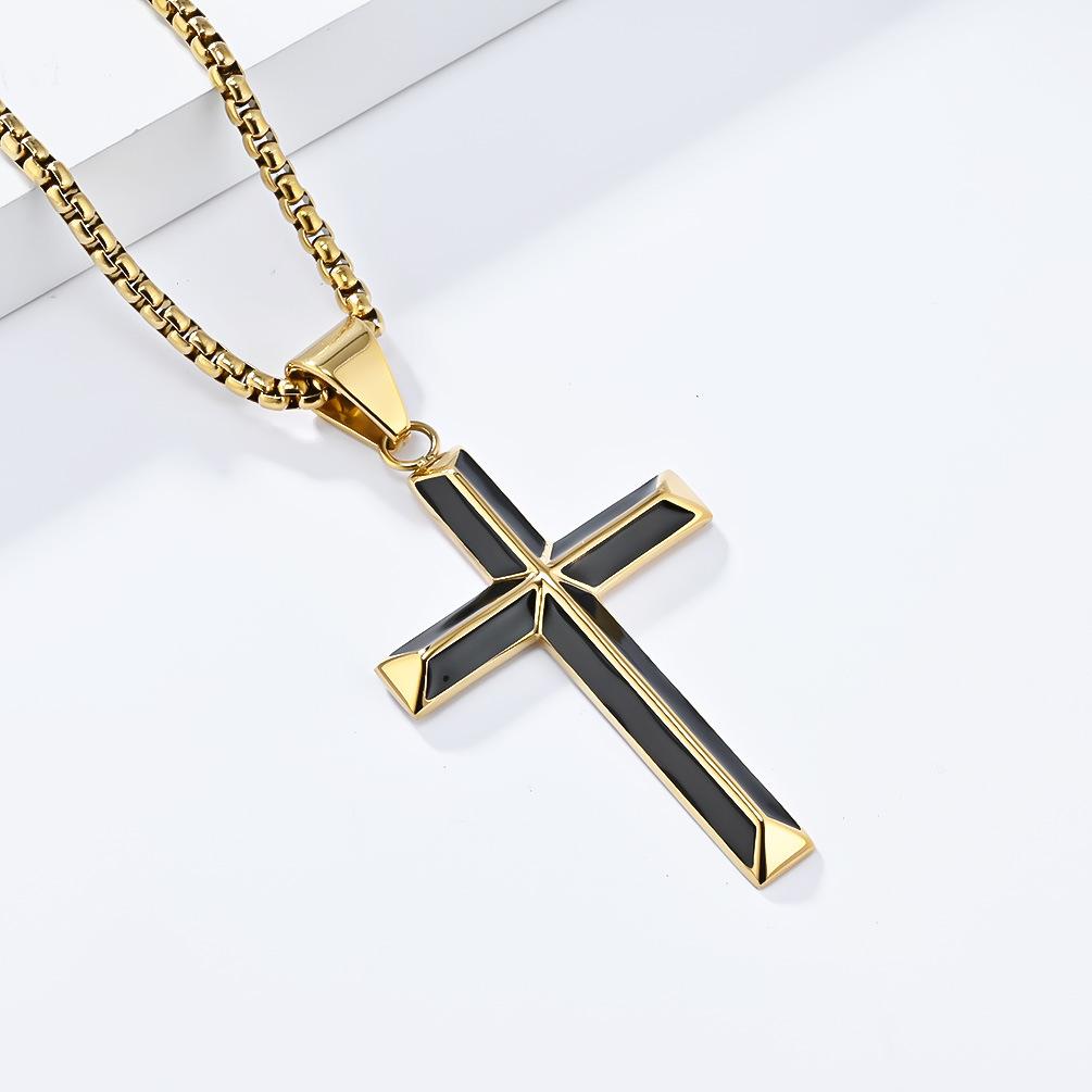 Stainless Steel Drip Oil Inclined Cross Necklace Niche and Personalized Quality Titanium Steel Pendant