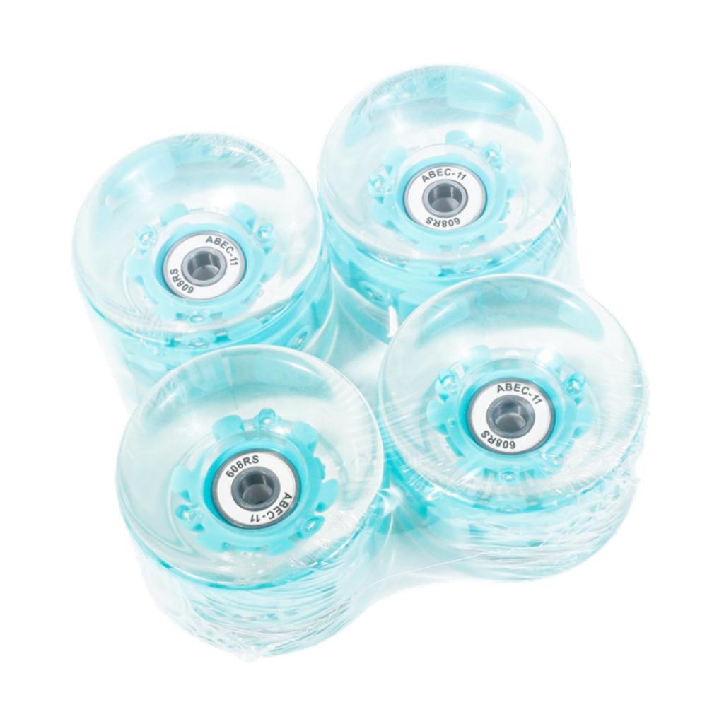 4x Skateboard Wheels with Abec-9 608RS Bearings Repair Parts Clear PU Luminous Smooth Flash Light Up Longboard Wheels Rollers