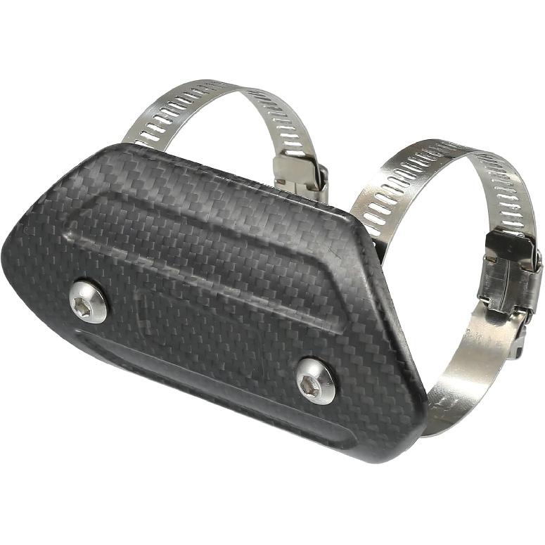 Muffler Heat Guard with Clamp/Exhaust Pipe Head Shield Cover for Motorcycle/Heat Insulation Carbon Fiber 110x58mm / 1 Set Black