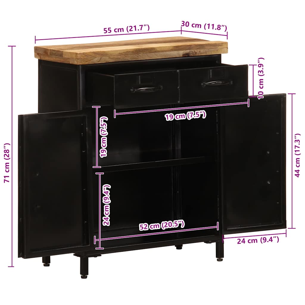 Sideboard 55 x 30 x 71 cm Solid Mango Wood