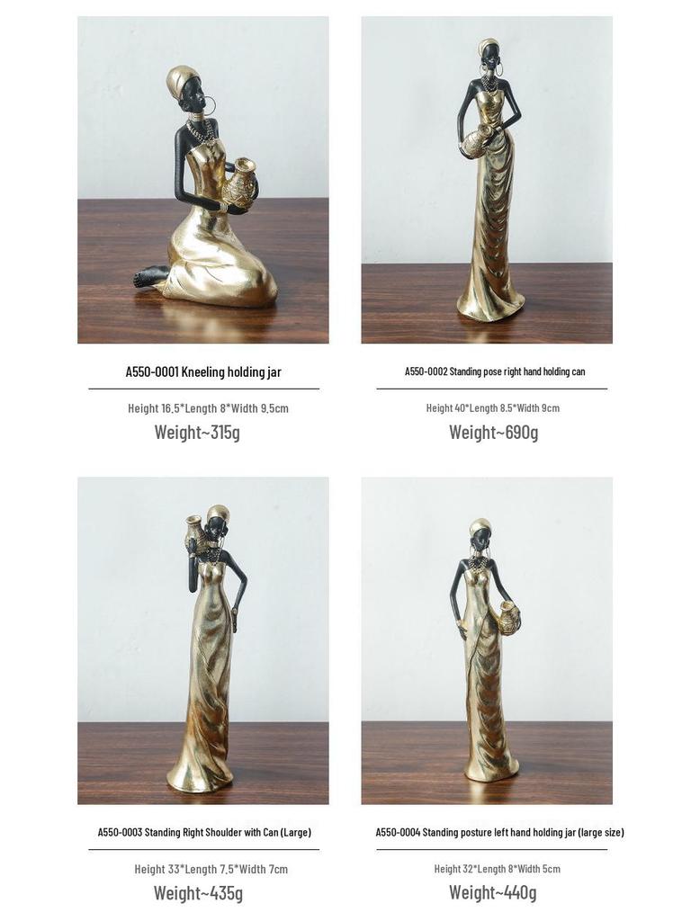 Modern Retro African Black Figurine Ornaments - Creative Soft Decor for Light Luxury Living Room