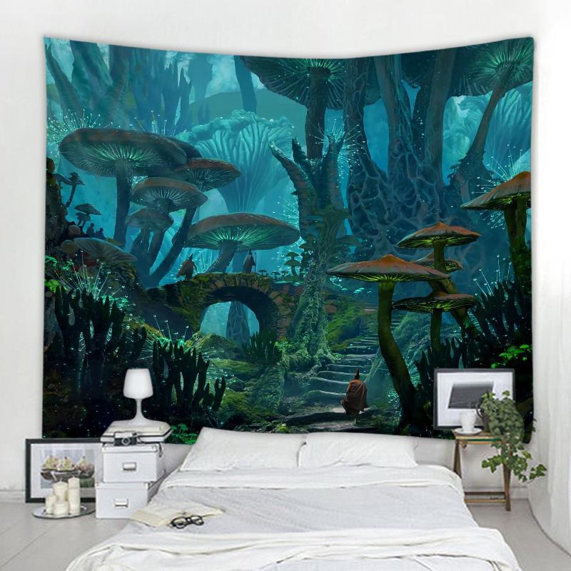 Hippie Tapestry Trippy Mushroom Psychedelic Background Cloth Background Wall Decoration Cloth Tapestry Home Art Deco Mural Tapes