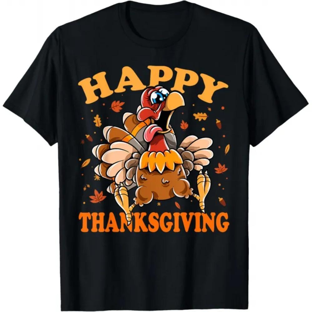 Men's Fashion Summer Short Sleeved T-shirt Comfortable Loose Large Animal Chicken Printed Creative Fun T-shirt