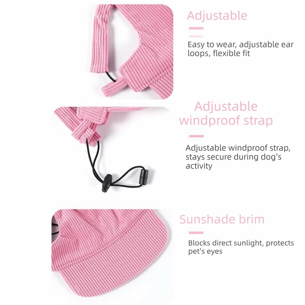 Breathable Dog Baseball Cap Corduroy Cat Headwear Multi-color Pet Sun Hats  All Season