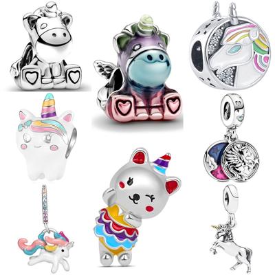New-Sellingcopper Trinkets Unicorn Rainbow Horse Charm Fit Original Bracelet Accessories Women Jewelry Gift