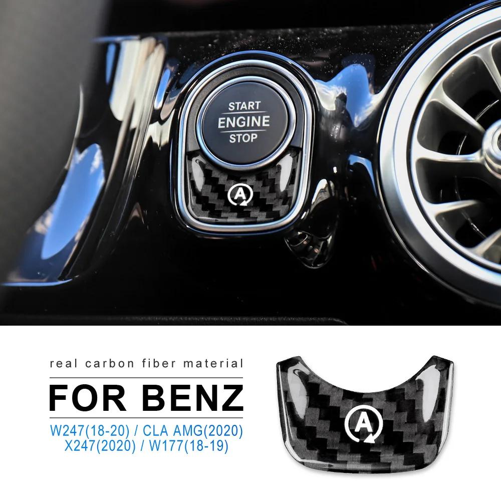 Carbon Fiber Engine Start Stop Button Cover for Mercedes Benz A Class W177 GLB X247 CLA AMG Interior Trim 2019-2023