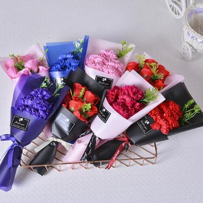 7 Head Artificial Rose Bouquet Handcrafted Soap Flower Petals Decoration Valentine's Day Anniversary Birthday Women