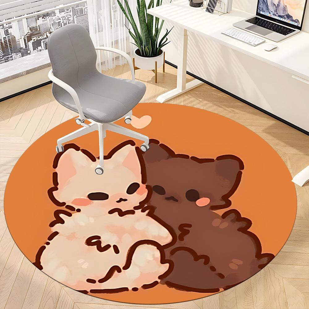1PC Kittens Purrfect Office Round Area Rug,  Mat Suitable ForOffice, Under Office Chairs Bedroom Living Room Home Decor, Room Deco
