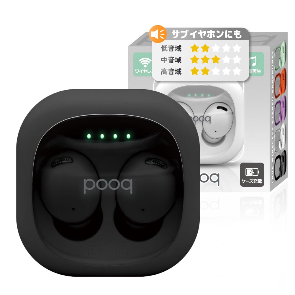 

pooq Bluetooth Wireless Latest Bluetooth Fast Single or Automatic Compatible with 5 Hours of Continuous Playback 5.4 Earbuds, Earphones, Type-C, чорний