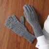 100% Wool Women Touchscreen Wool Gloves with Wrist Warmers Knitted Cable Warm Soft Winter Gloves