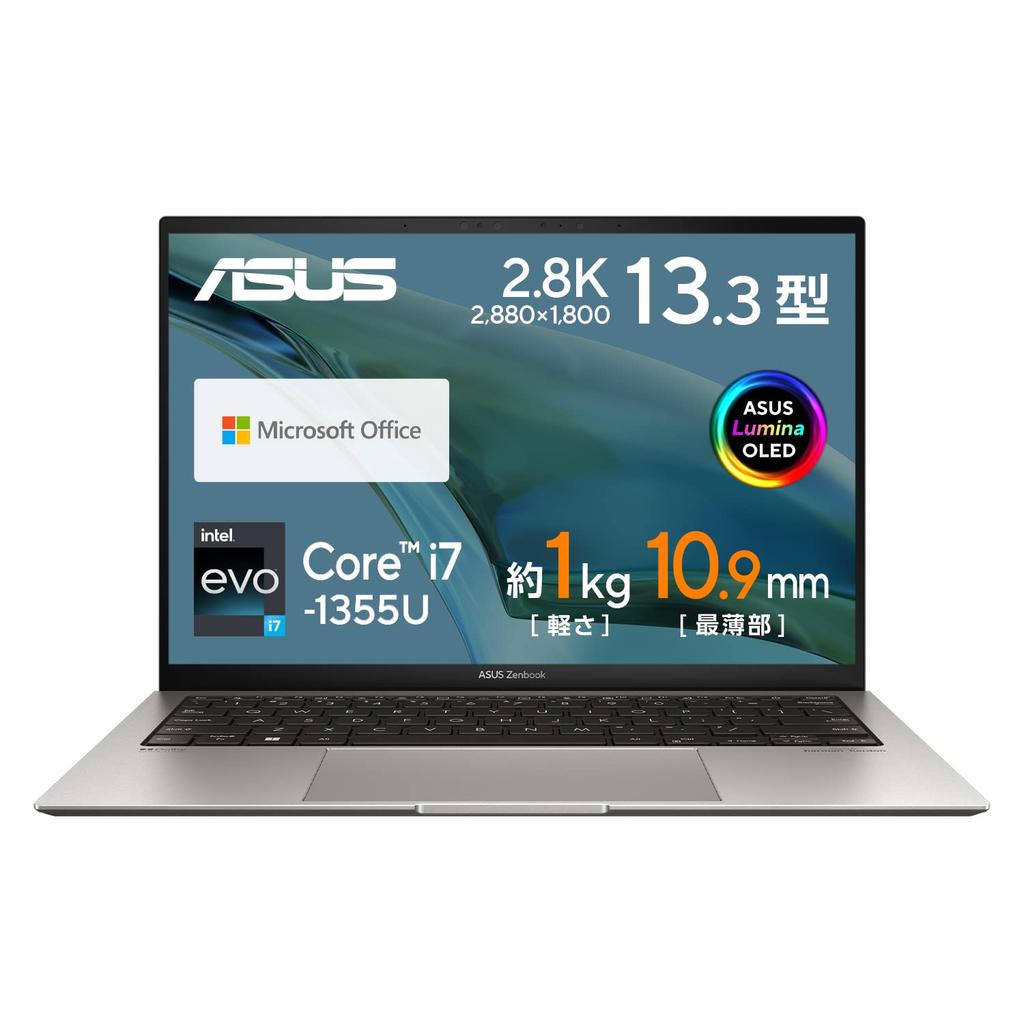 ASUS Zenbook S 13 13th Generation Core 16GB 512GB Windows OLED Basalt Laptop, OLED, 13.3-inch, i7-1355U, RAM, SSD, 11, 14.1-hour runtime, 1kg, Panel,