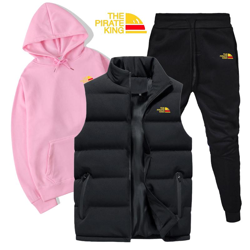 Bărbați Femei Hanorace Set 3 Piese Toamnă Iarnă Hanorace+Vest+Pantalon Trening