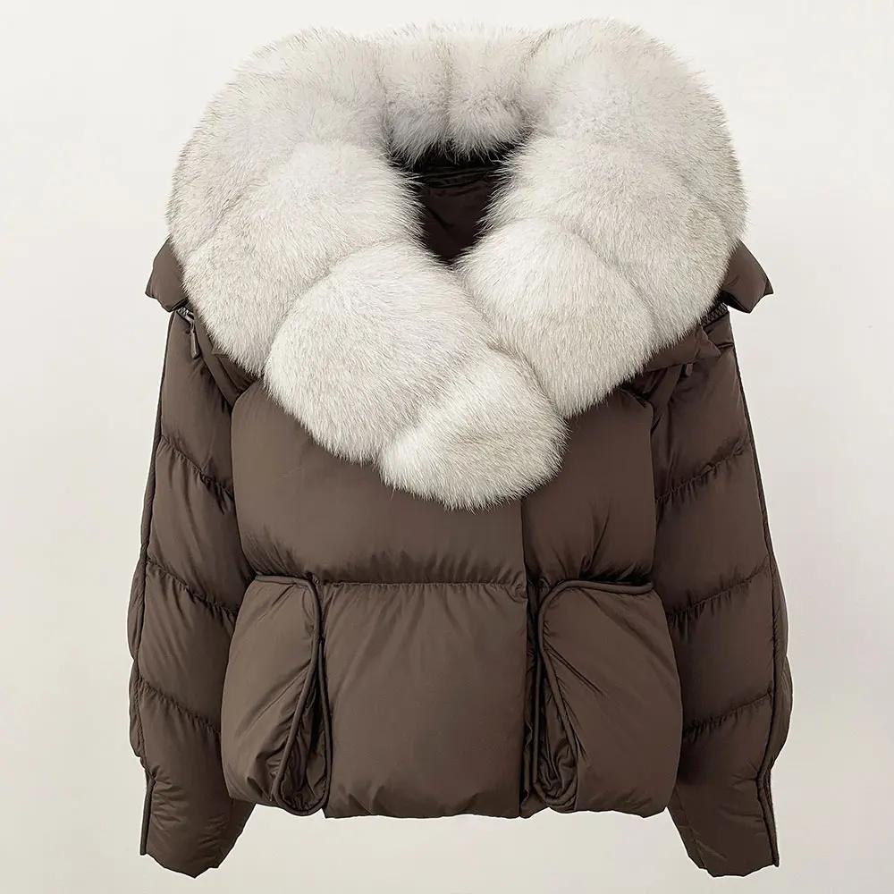 OFTBUY 2024 Winter Jacket Women Natural Real Raccoon Fox Fur Collar White Duck Down Coat Thick Warm Streetwear Casual Outerwear