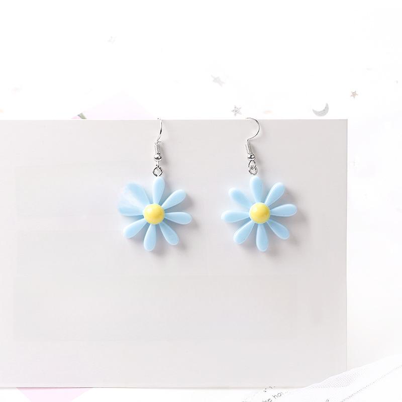 Boucles d'oreilles marguerites colorées en résine - Bijoux tendance tournesol style HyunA