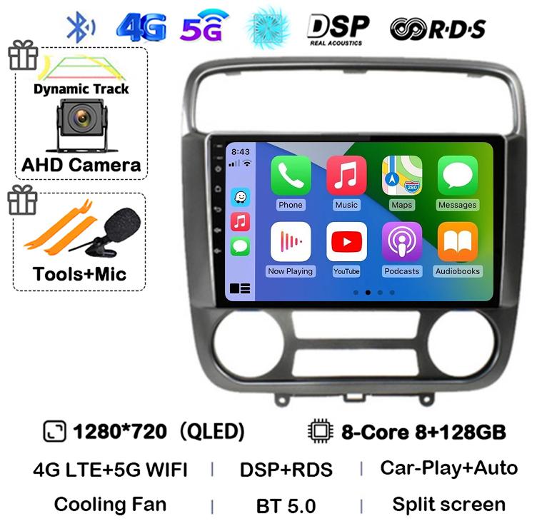 Android 14 Carplay Auto for Honda Stream 2001-2004 MT/AT 2din Car Radio Stereo Multimedia Video Player Audio Navigation GPS WIFI