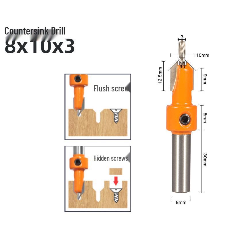 Woodworking Alloy Head Countersink & Step Drill for Self-Tapping Screws