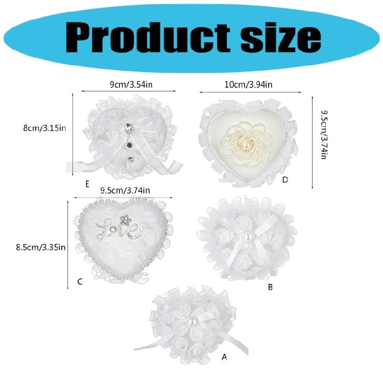 Romance Lace Wedding Rings Holder Heart Shape Fingerring Box For Bridal Party Formal Occasion Jewelry Gift Display