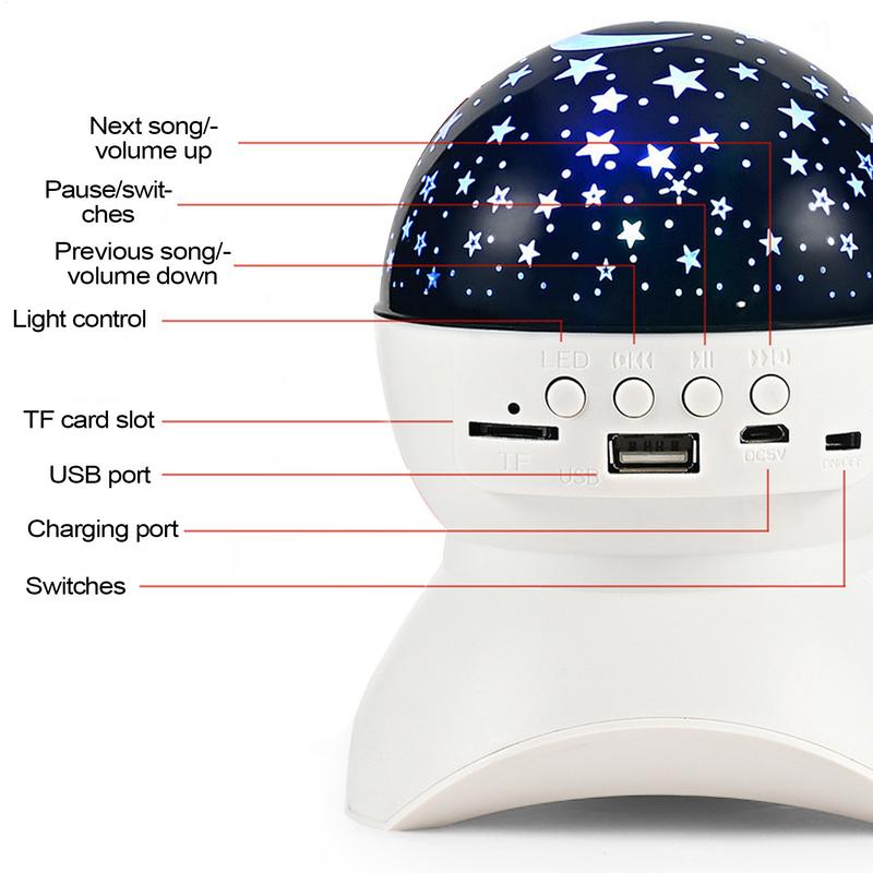 Projection Speaker Wireless Starry Projection Light Speaker Lighting Night Light Projector Projector With Speaker Colorful