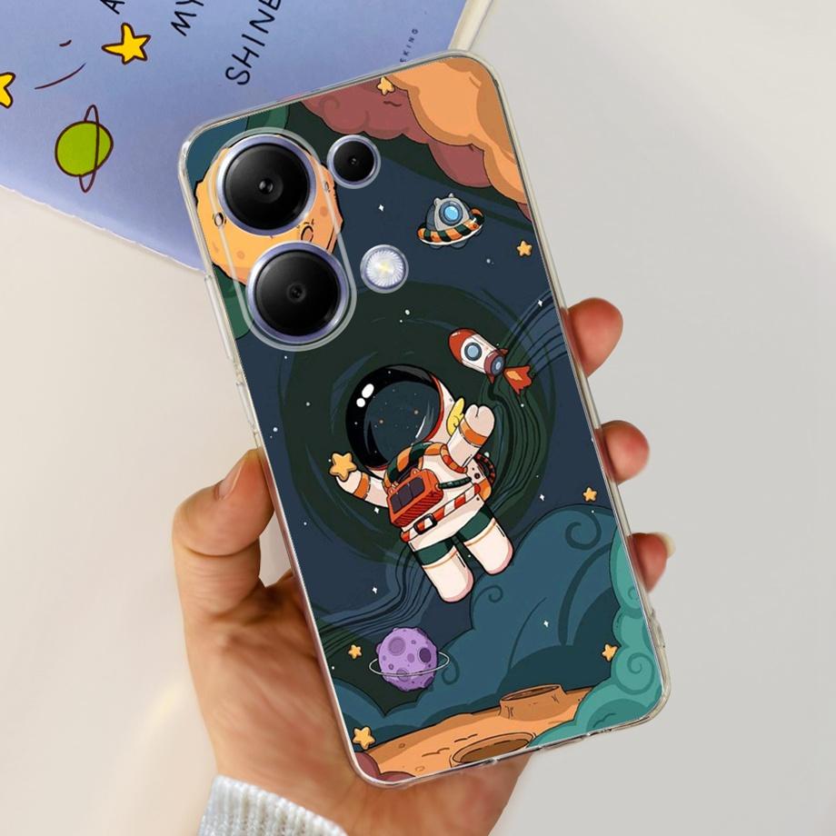 For Xiaomi Poco M6 Pro 4G Capa Case Transparent Soft TPU Slim Bumper Shell Love Heart Cute Cat Coque For Redmi Note 13 Pro 4G