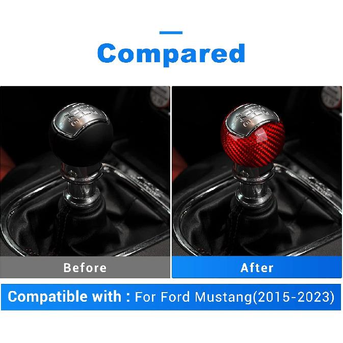 AIRSPEED per Ford Mustang Copri Pomello Cambio in Fibra di Carbonio Adesivo Accessori Interni per Ford Mustang 2015 2016 2017 2018 2019 2020 2021 2022 2023