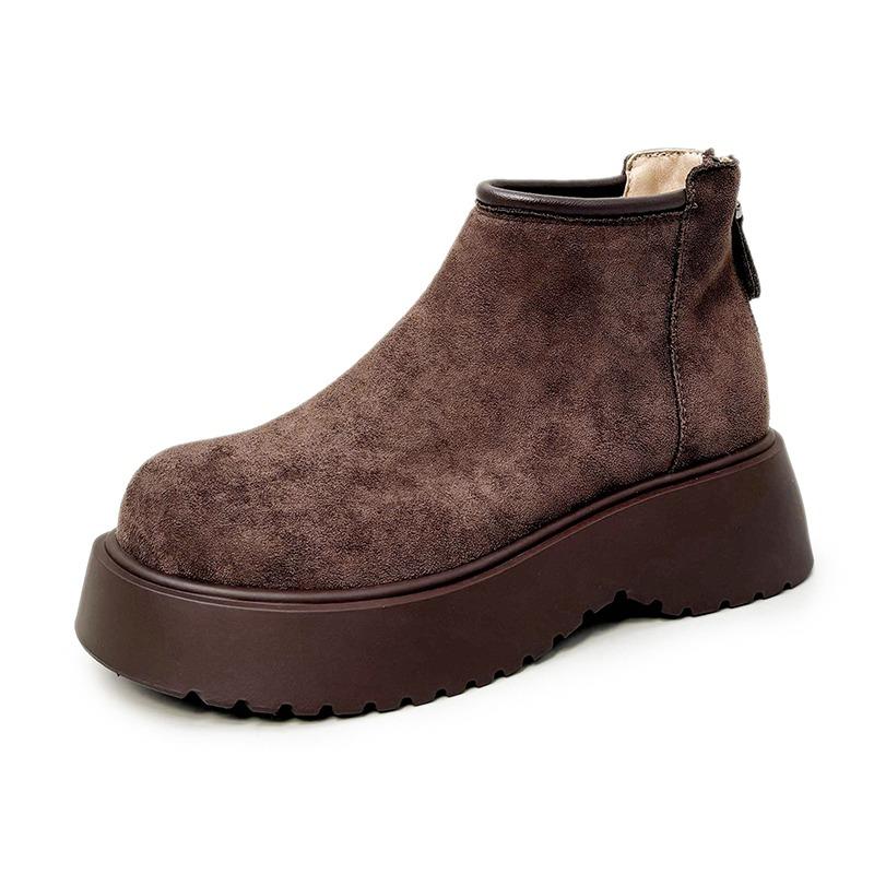 Fashion Platform Women Suede Short Boots Fashion Classical Winter New Shoes 2025 Designer Elegant Ankle Snow Boots Casual Cozy Zapatos