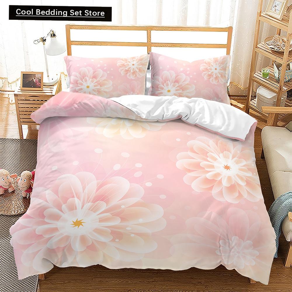 Pink Floral Duvet Cover Japanese Cherry Blossoms Theme Bedding Set Spring Romantic Quilt Cover For Girl Microfiber Bedspread