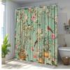 1pc Vintage Floral and Bird Shower Curtain Bathroom Decor Polyester Fabric with 12 Hooks 70.8x70.8 Inches