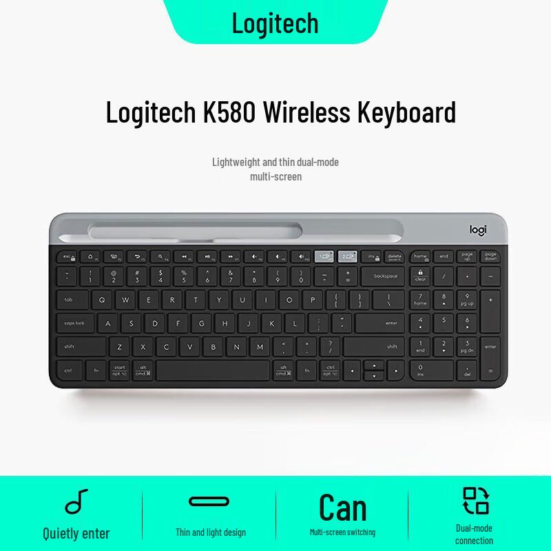Logitech K580 Wireless Bluetooth Ultra-Thin Silent Keyboard