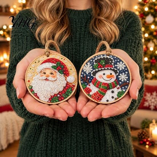 DIY Hanging Ornaments for Adults 6 Pcs Christmas Faux Pearl Painting Art Kit Adults, Holiday Craft Sets Beginners Diamond Kits, Gem Window Tree