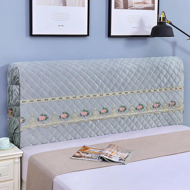 Soft Foreskin Bedside Protective Cover Full Coverage Bedside Dust Cover Cotton Padded Thickened Solid Wood Headboard Cover