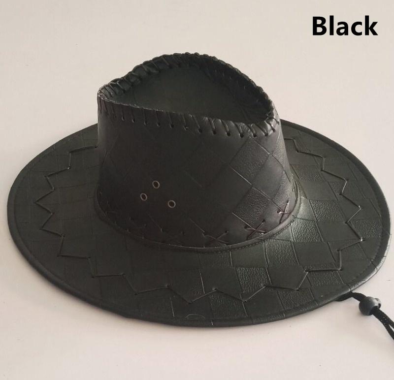 

3 разных новых винтажных кожаных ковбойских шляпы для мужчин и женщин, широкополые ковбойские шляпы в стиле вестерн (58-60cm). чёрный
