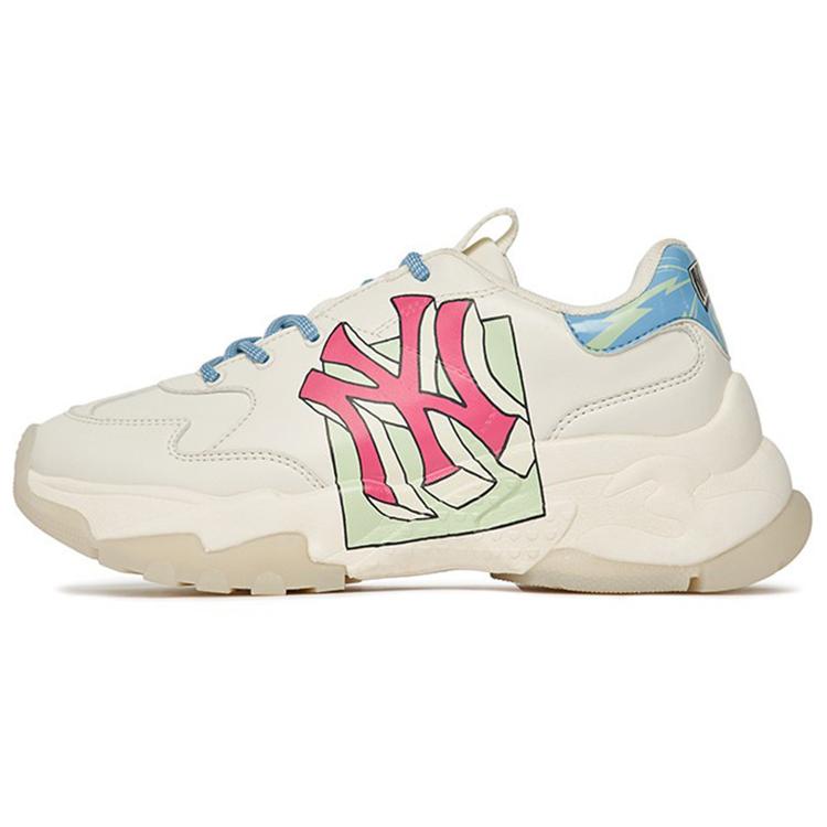 

New MLB Big Ball Chunky Sneakers Unisex Low top White/Blue Color 3ASHCLC2N-50IVS 44