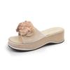 Slope Heel Cool Slippers Women's Summer Outer Wear 2025 New Thick Bottom Height Increase Small Man with Skirt Seaside Vacation One-word