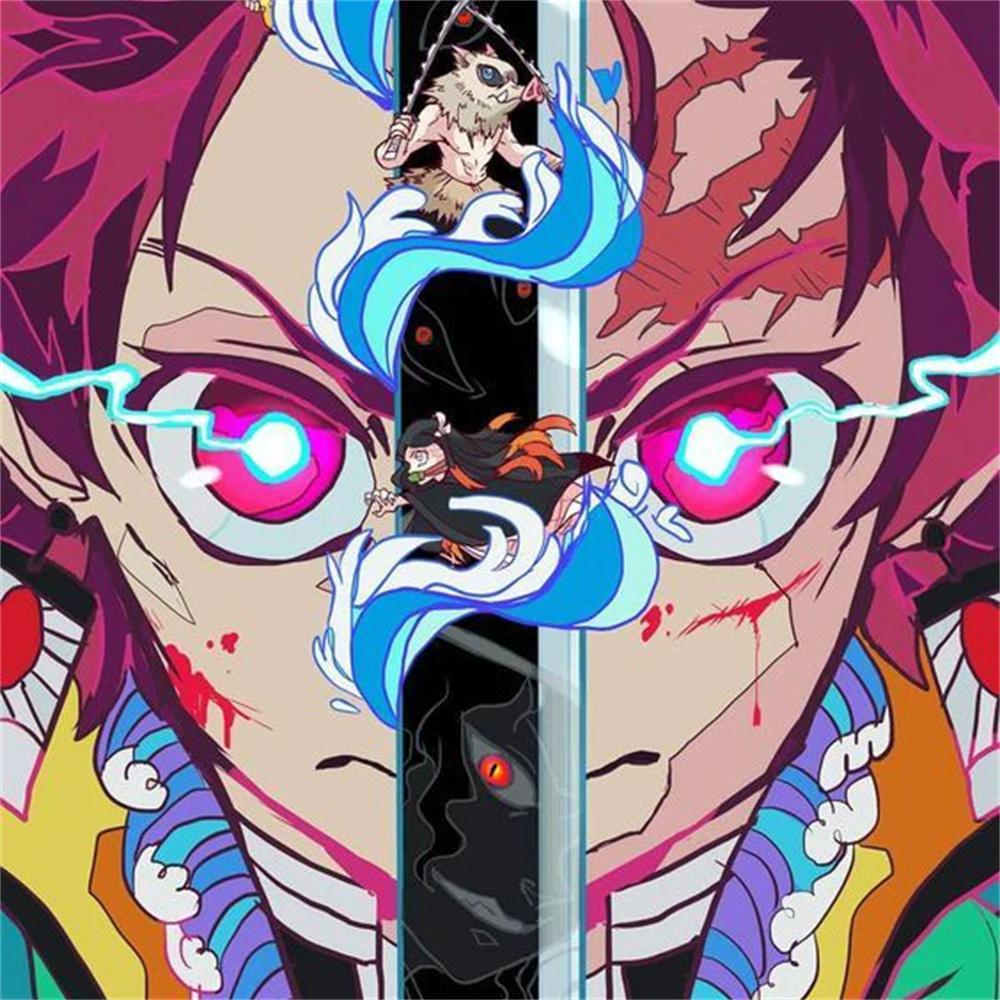 Resin 5D Diamond Painting Cartoon Anime Demon Slayer Embroidery Cross Stitch Kits Art Mosaic Drill Home Decor Gift