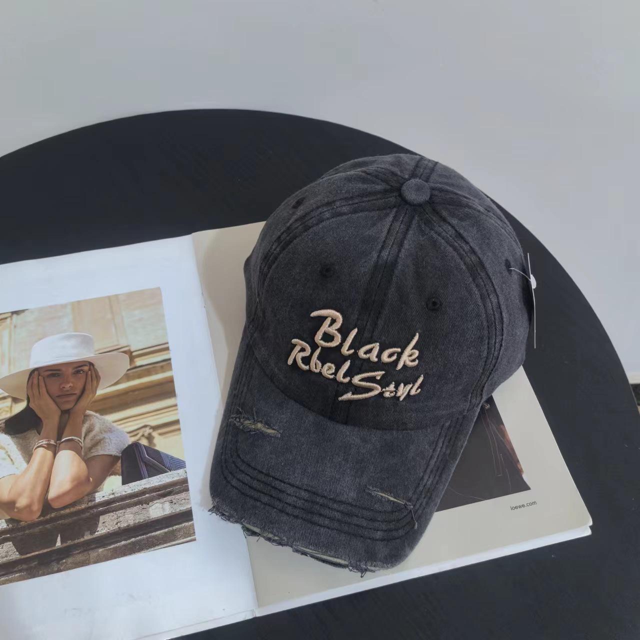 

Retro Baseball Cap Casual Four Seasons Versatile Sun Hat Tide Hat Men s Washed Duck Fragrant Hat Women s Embroidery M（56-58cm） чёрный