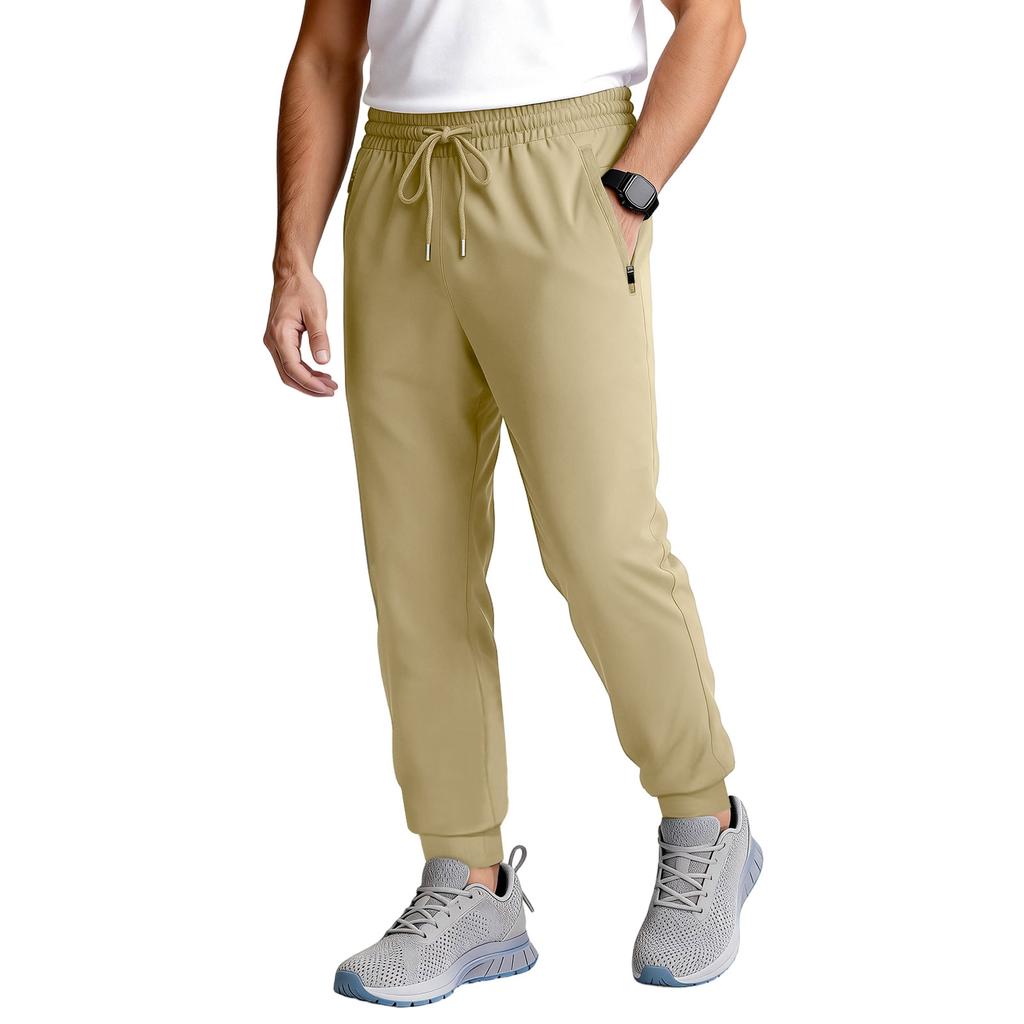 Men's Tapered Joggers With Zipper Pockets | Elastic Quick-Dry Athletic Pants For Workout & Running