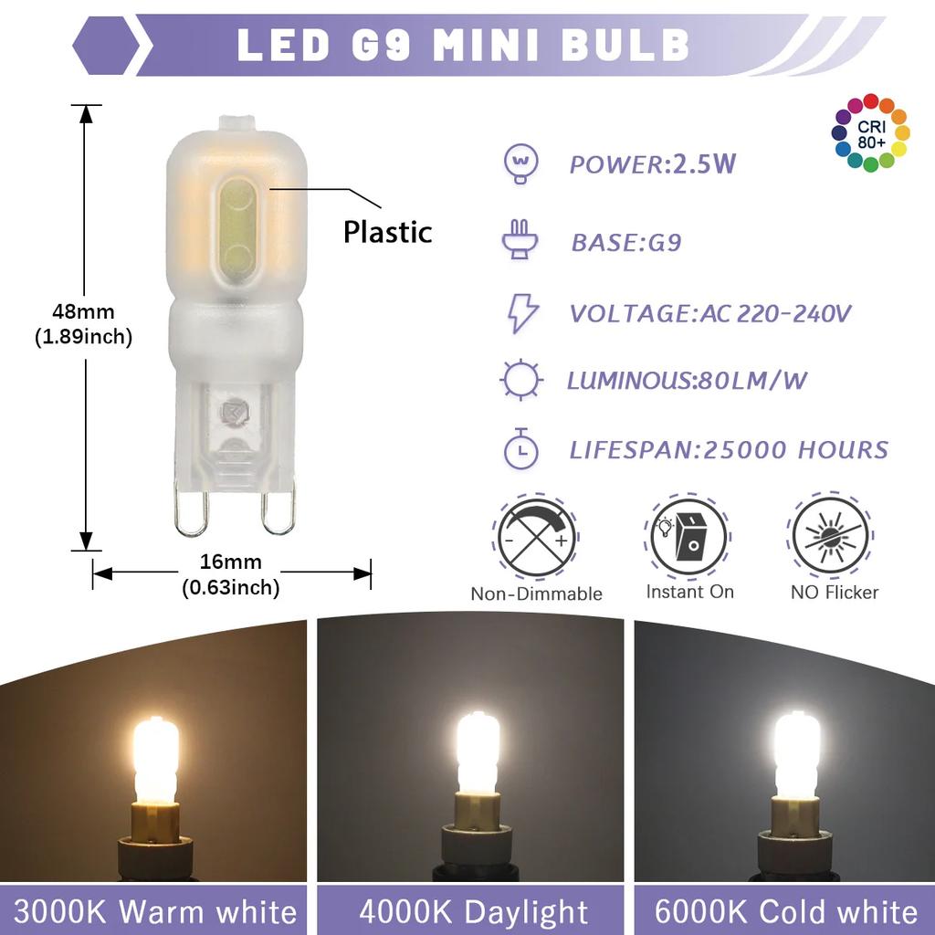 50PCS G9 LED Lamp 2W 3W 4W 220V 240V E14 Led Corn Bulb SMD 2835 LED G9 Light Replace 40W Halogen Lamp Light for Home Useful