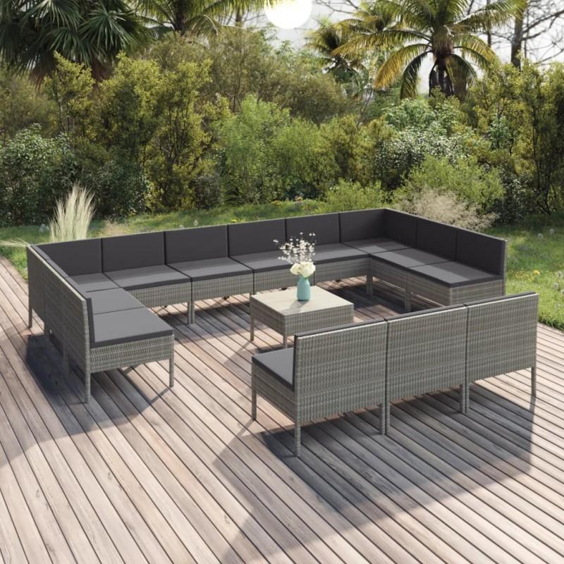 Day and Night - Day and Night Garden Furniture Set 14 Pieces and Gray Synthetic Rattan Cushions