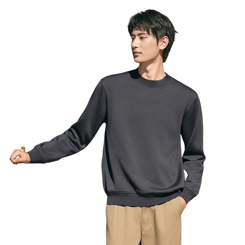 Hodo Men's Machine Washable Fleece-Lined 100% Wool Round Neck Sweater