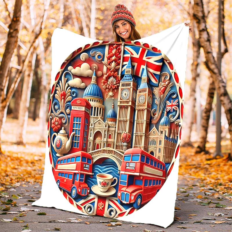 

1pc British flag art design blanket, al season lightweigh Poster blanket home office outdoor nap multifunc Poster blanketional blanket 80cm x 120cm